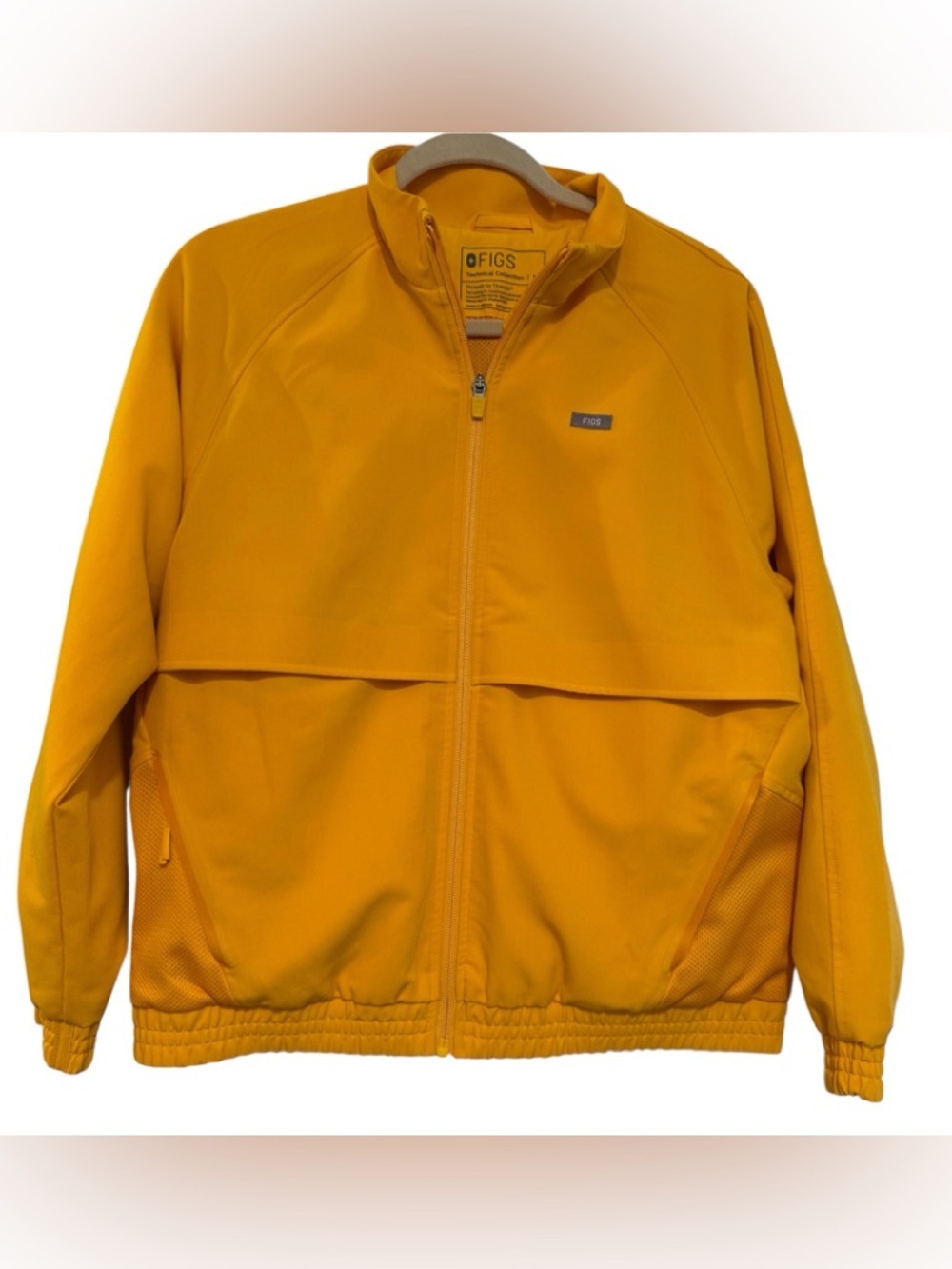 Figs Women Sz Medium Scrub Lined Jacket Golden Gold Nurse Medical Zip Pockets